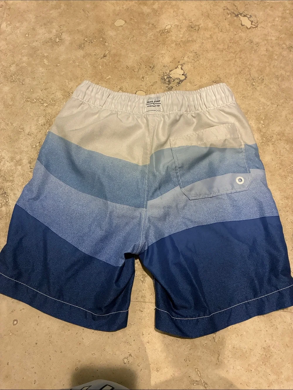 GAP Boys Blue Gradient Stripe Swim Trunks